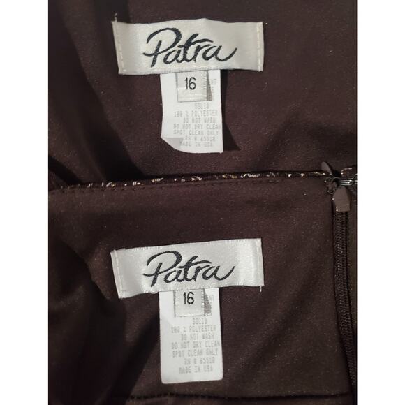 Patra Vtg Paisley Glitter Slinky Stretch 2 Pc Jacket Dress Set Size 16 Sparkle - Picture 10 of 12